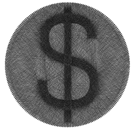 Ready to make Dollar sign (Light) Symbols string art scheme