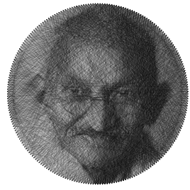 Ready to make Mahatma Gandhi - 1 (Light) Politicians portraits string art scheme