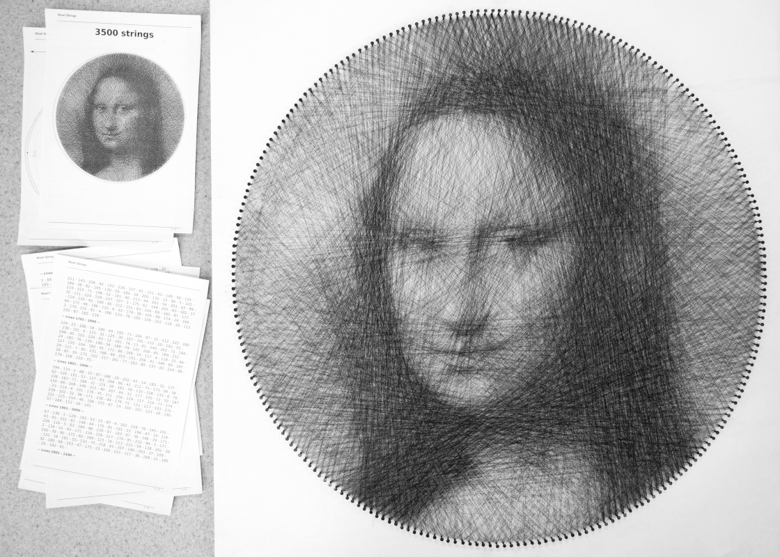 Mona Lisa string-art picture in real